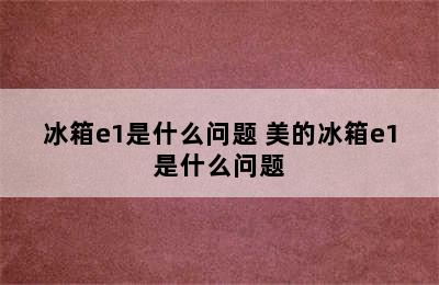 冰箱e1是什么问题 美的冰箱e1是什么问题